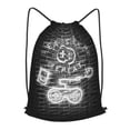 thumbnail image 1 of XMXT Waterproof Gym Bag, Game Motto Neon Print Black Drawstring Backpack for Men, s Black, 1 of 8