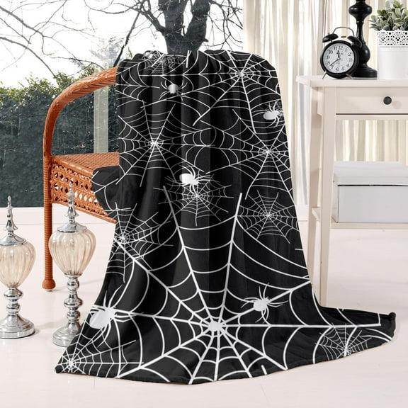 Witch Blanket Halloween Throw Blankets Gifts for Women Witchy Goth Skull Pumpkin Flannel Fleece Blankets for Couch Sofa Bed Chair Decor Witch's Spider Webs Decorations Blanket 50x60in