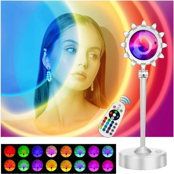 Sunset Lamp, Projector Lamp with 16 Color Changing 180 Degree Sunset Light with Remote Control(SILVER)