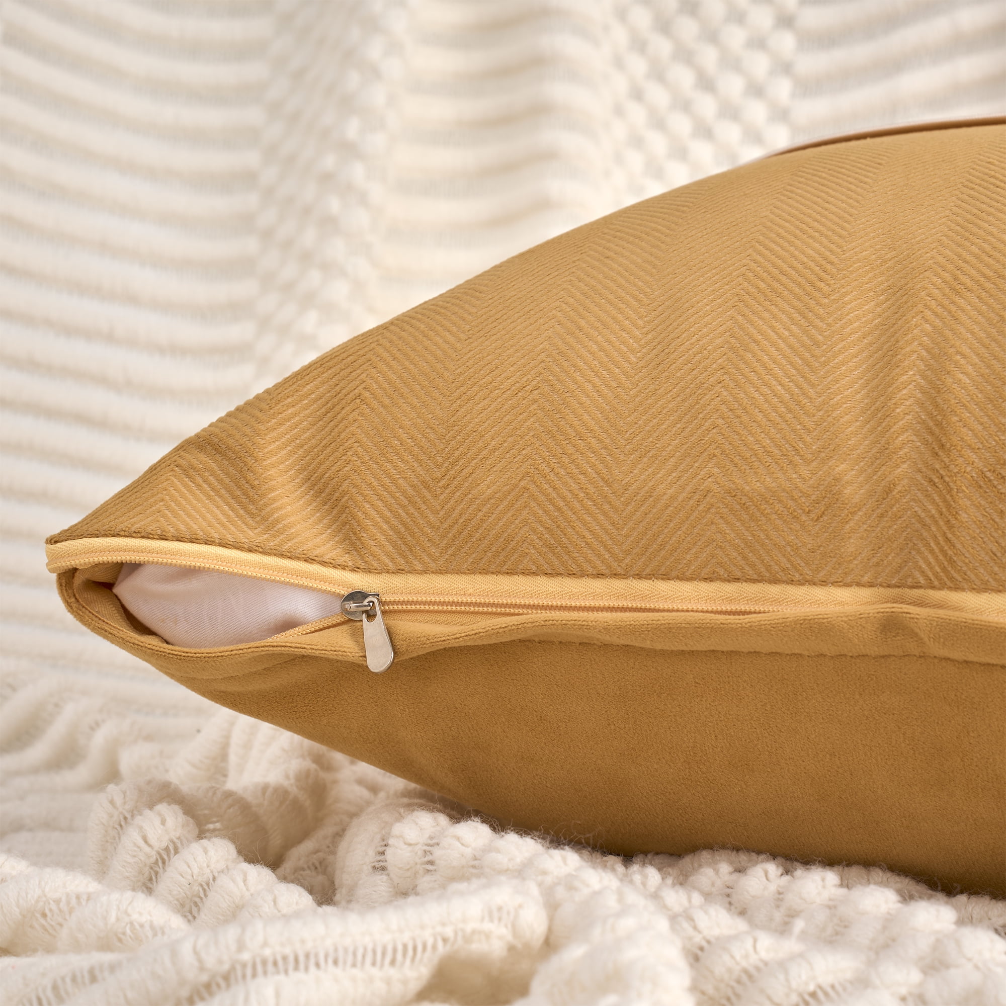 Unique Bargains Set of 2 Soft Throw Pillow Covers with Cute Embroidery Yellow