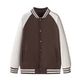 thumbnail image 4 of Varsity Jacket Men Fall Winter Long Raglan Sleeve Loose Casual Button Down Bomber Baseball Jackets Outerwear with Pockets, 4 of 4