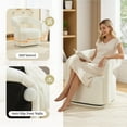 thumbnail image 3 of 360 Degree Swivel Accent Chair, Modern Barrel Vanity Chair with Curved Backrest, Comfy Chenille Armchair Single Sofa with Thick Cushion for Living Room, White, 3 of 8