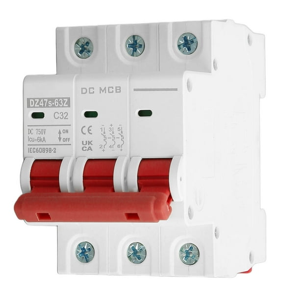 Circuit Breaker, 32A DC750V 3P Small Circuit Breaker Fast Tripping For