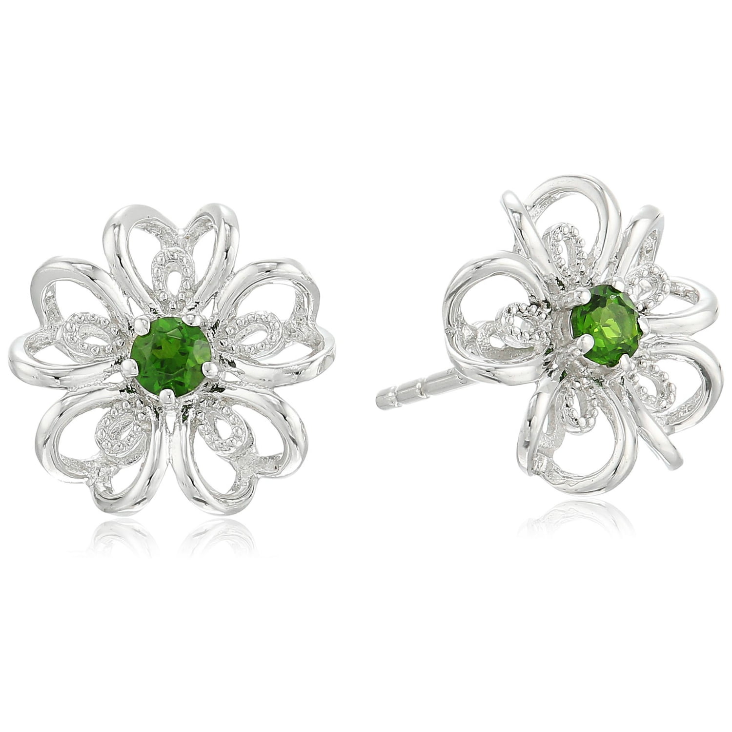 1.60 CT ovale vert Chrome Diopside 925 Sterling silver leverback Boucles d'oreilles 