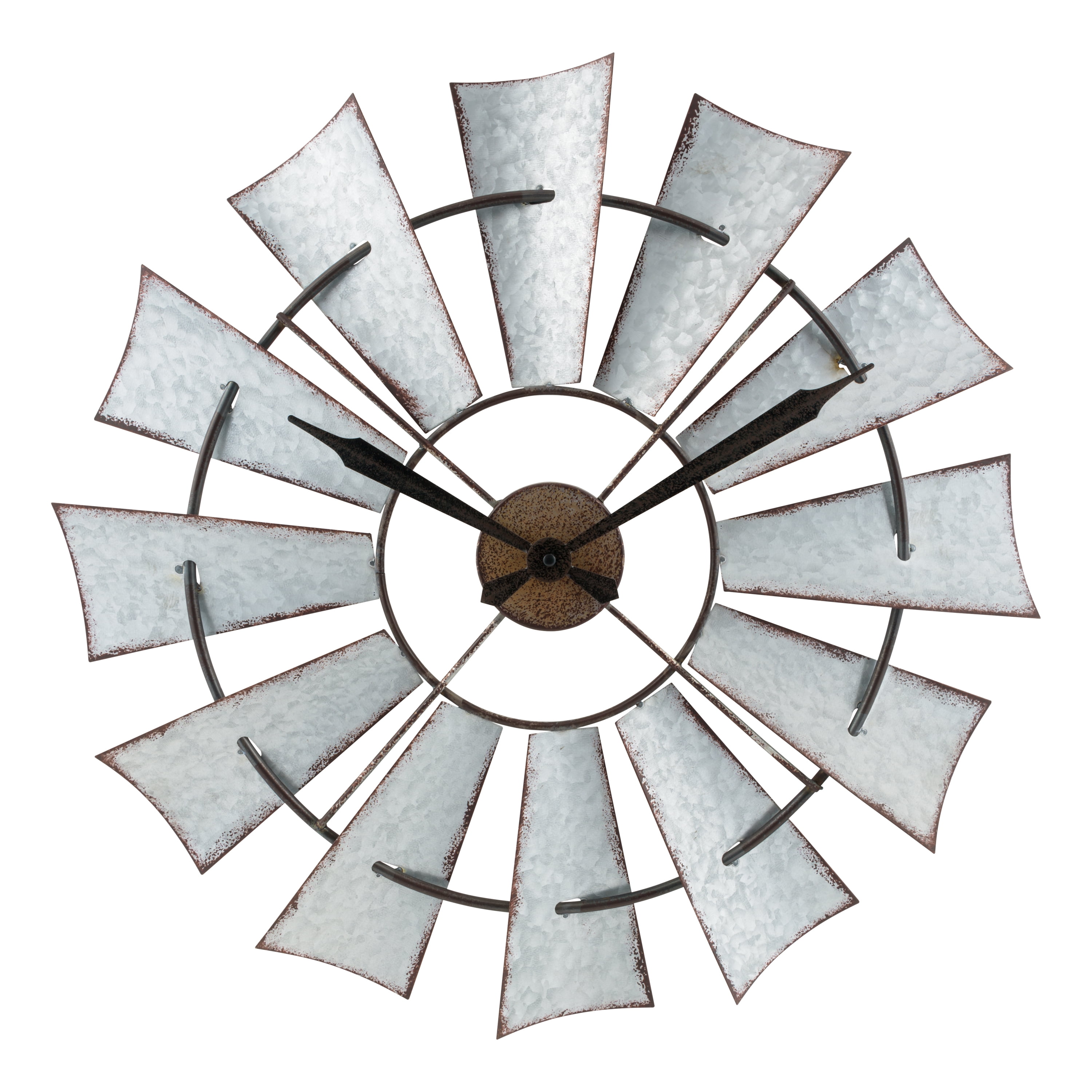 Kate and Laurel Millbrook Windmill 32 in. Distressed Metal Wall 