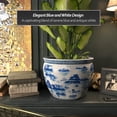 thumbnail image 5 of Red Lantern Large 18" Blue & White Landscape Porcelain Fishbowl Planter, 5 of 6