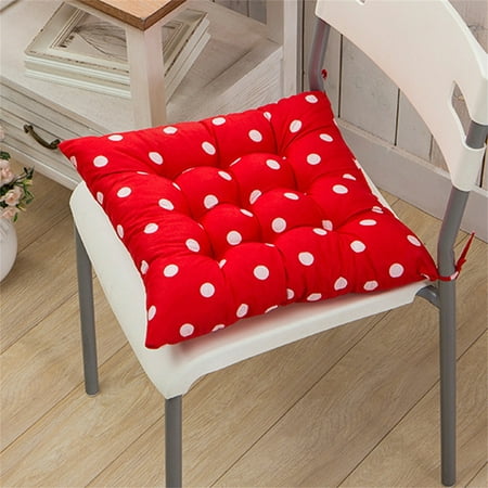 

UAEBM Polka Dot Chair Cushion - 40x40cm Polyester Seat Pad for Garden Dining Home and Office - Machine Washable with Hook and Loop Fasteners for Easy Care and Security Red