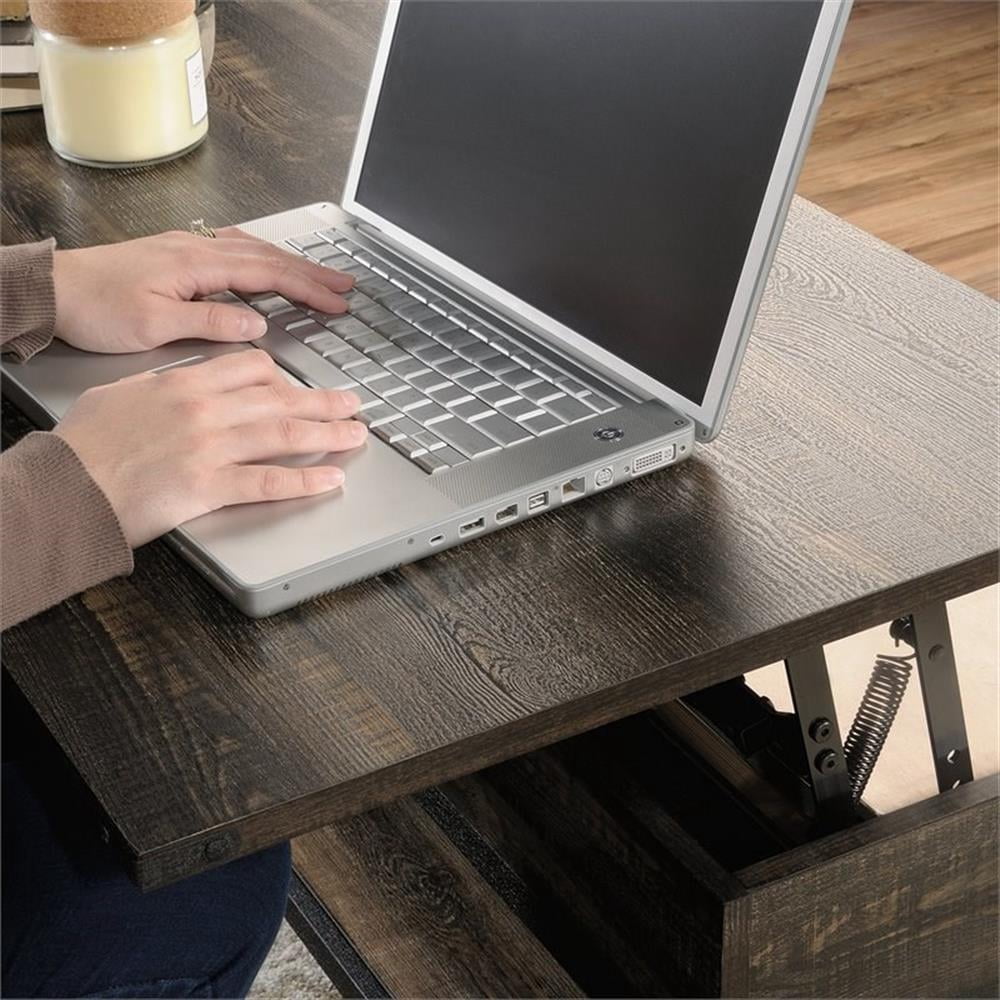Pemberley Row Engineered Wood and Metal Carbon Oak Coffee Table Rectangular Lift-Top 41.30" x 22.32" x 18.59"