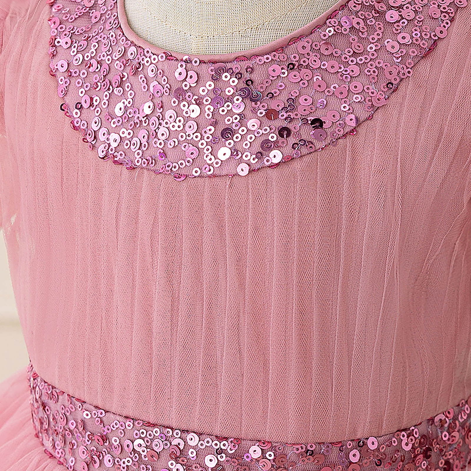 Wdgfv Girls 3D Puffy Party Dress Toddler Kids Age 3-8 Years Casual Play Outfit Spring Summer Fall Net Formal Gown Pink 3-4 Years