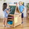 Guidecraft Kids Desk to Easel Art Cart - Natural: Wooden Toddler Art Activity Center with Chalkboard and Art Easel for Kids