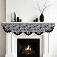 thumbnail image 4 of Halloween Web Brocade Fireplace Mantel Scarf, European Lace Spiderweb Tablecloth Runner, Fabric Cover for Home Dining Table Room Decor, Lazyguy, 4 of 6