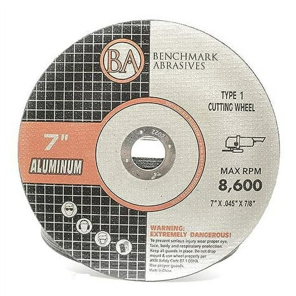 Benchmark Abrasives 7" Type 1 Aluminum Cutting Wheel 0.045" Thick 7/8"Arbor - 25 Pack