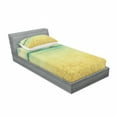 thumbnail image 3 of Beach Bedding Set with Sheet & Covers, View of the Sea in Grunge and Retro Style Horizon Cloudy Sky Summer, Printed Bedroom Decor 2 Shams, 4 Sizes, Earth Yellow Turquoise, by Ambesonne, 3 of 3