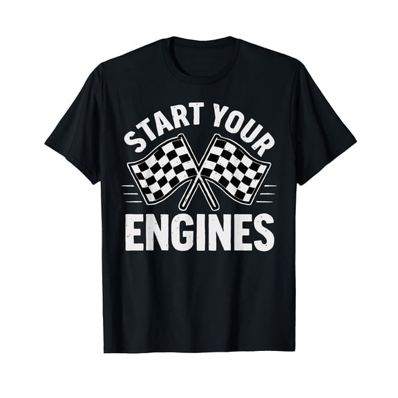 Start Your Engines Vintage Check Flag Race Car Costume T-Shirt