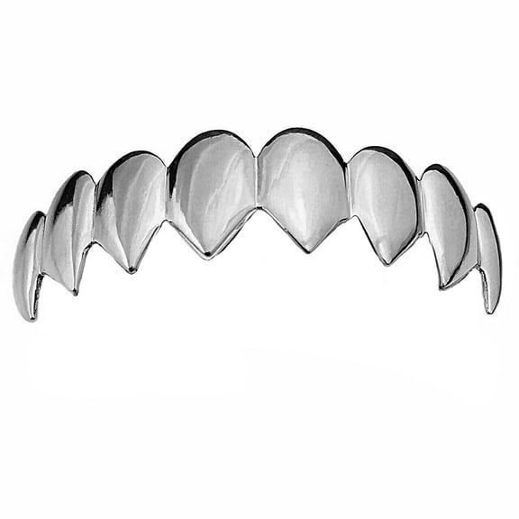 Shark Grillz Eight Bottom Teeth Silver Tone 8 Tooth Great White Mouth Grills