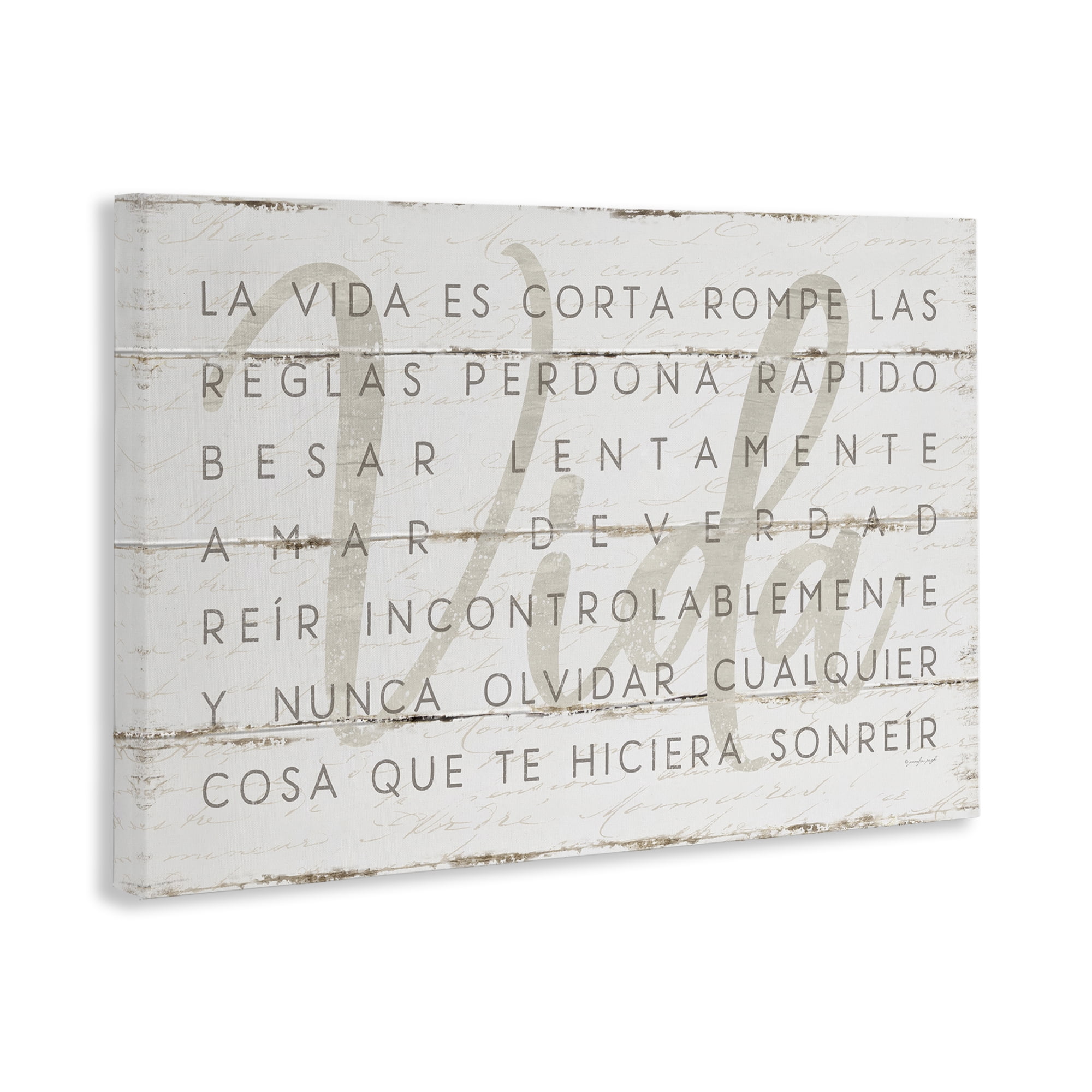 Stupell Industries La Vida es Corta Inspirational Quotes & Sayings Painting Wrapped Canvas Art Print Wall Art, 36 x 24