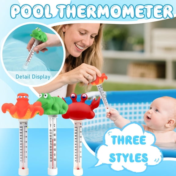 Floating Pool Thermometer, Large Size Easy Read for Water Temperature with String - Swimming Pools, Spas, Hot Tubs, Ponds