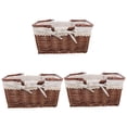 thumbnail image 4 of 3pcs  Wicker Woven Hand Basket Outdoor Handle Fruits Basket Picnic Woven Vegetable Basket, 4 of 8