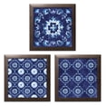 thumbnail image 2 of Gango Home Decor Lovely Blue & White Decorative Medallion Print Set; Three 12x12in Art Prints in Brown Frames, 2 of 7