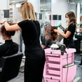 thumbnail image 3 of TASALON Space-Saving Salon Trolley Cart with Lockable 6 Trays & 2 Holders - Ultimate Hair & Beauty Storage Solution，Pink, 3 of 12