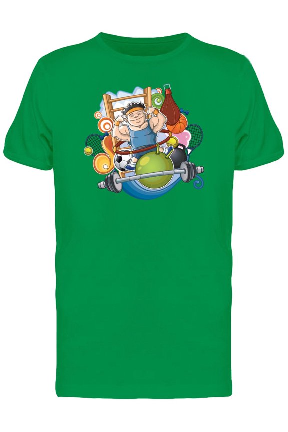 Cool Fitness Sport Man Cartoon Tee Men's -Image by Shutterstock