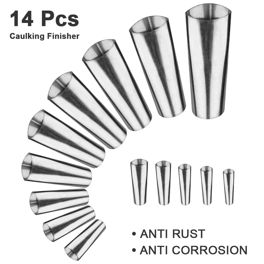 14Pcs Caulking Finisher Caulk Nozzle Applicator Stainless Steel Sealant