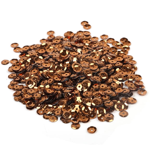 ERDOUY 4800Pcs 6mm Round Loose Sequins, Bulk Glitter Paillettes Spangles for Sewing, Wedding & Christmas Craft Decor, Coffee