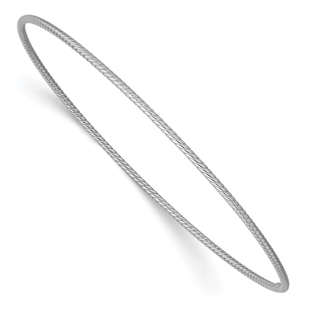 14k 1.5mm White Gold Slip On Bangle Bracelet