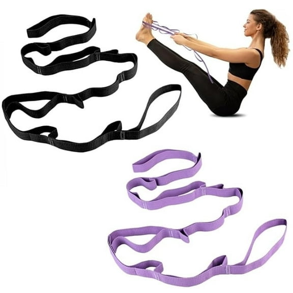 2 PcsStretching Strap Yoga Strap Physical Therapy for Home Workout, Exercise, Pilates and Gymnastics, 10 Loops Non-Elastic Stretch Bands with Aesthetic Packaging for Women & Men