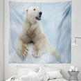 thumbnail image 1 of Zoo Tapestry, Portrait of Large White Polar Bear on Ice Claws Antarctica North Outdoors, Fabric Wall Hanging Decor for Bedroom Living Room Dorm, 5 Sizes, Pale Blue Cream White, by Ambesonne, 1 of 1