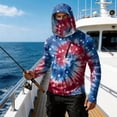 thumbnail image 4 of Mens UPF 50+ Sun Protection Hoodie Fishing Shirt Long Sleeve SPF US Flag Print Quick Dry Hooded Sun Shirts, 4 of 4