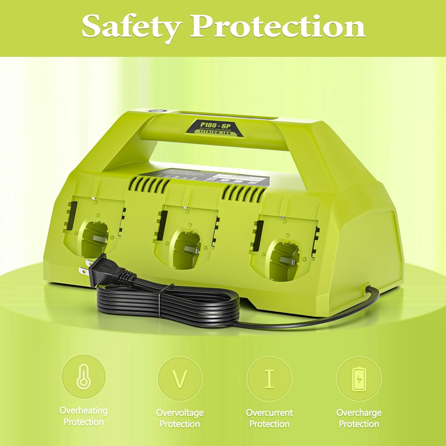 18V 6-Port Charger for P117 P135 Ryobi 18V Supercharger, Compatible with Ryobi 18V ONE+ Battery P100 / P102 / P103 / P105 / P107 / P108 / P189 / P190 / P193 / P197, for All Ryobi 18V Battery Charger