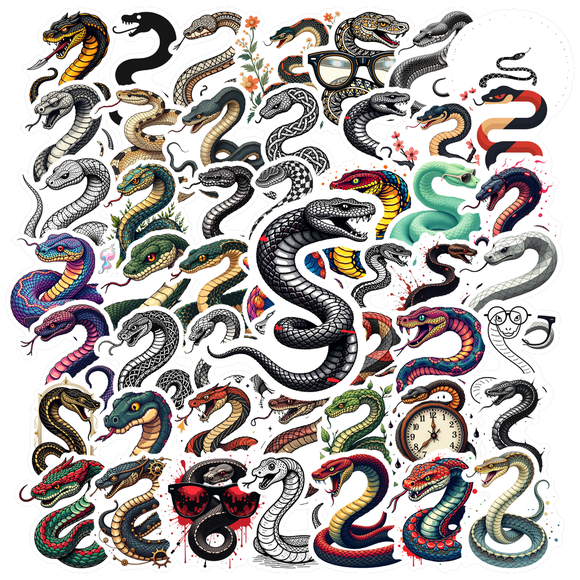 Cool Snake Theme Stickers, Waterproof Snake Theme Sticker for Water Bottle Laptop Phone Cases Planner Skateboard Luggage Helmet Party Favor Decor, Ideal for Adults Teens Teacher Rewards