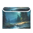 thumbnail image 2 of Foldable Fabric Storage Bin With Handle Collapsible Basket Box Storage With Lid Organizer Moonlit Night with Pine Trees, 2 of 7