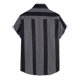 thumbnail image 4 of Blusa informal de manga corta con estampado de rayas playeras y botones para hombre Pompotops oipoqjl27764, 4 of 9