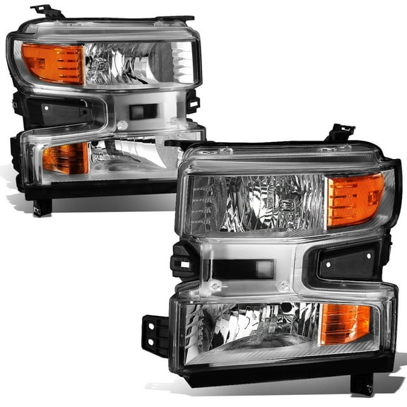 DNA Motoring For 19-24 Chevy Silverado 1500 OE Style Chrome Amber Corner Headlight Lamps pair