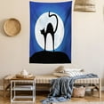 thumbnail image 2 of Silhouette Tapestry, Black Cat Full Moon Shade Night Sky Illustration, Wall Hanging for Bedroom Living Room Dorm Decor, 60W X 80L Inches, Charcoal Grey Baby Blue White Cobalt Blue, by Ambesonne, 2 of 5