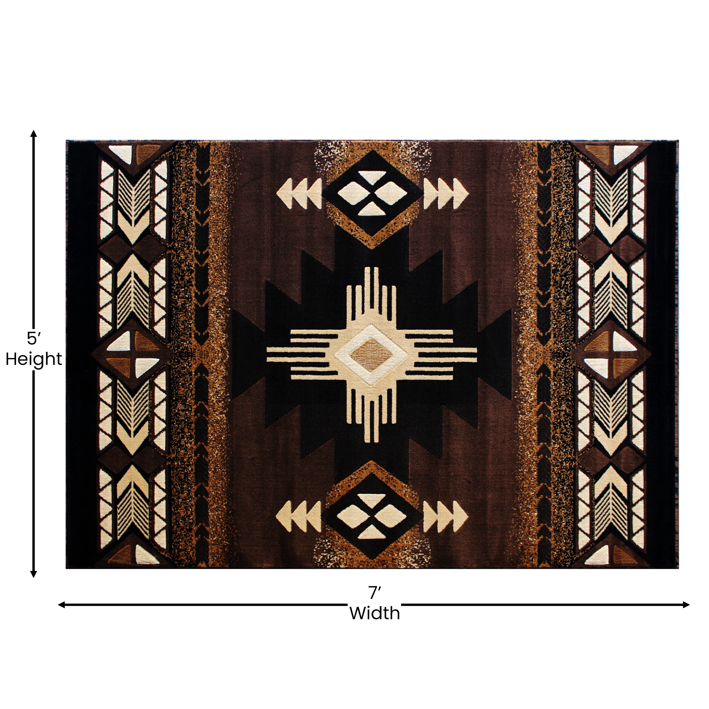 BizChair South West Native Area Rug Design C318 Chocolate (5 Feet X 7 Feet)