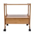 2 Tiers Wood Storage Cart With Wheels Drawer Office Printer Stand