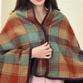thumbnail image 2 of Multiway Plaid Poncho Shawl Wrap for Women Fleece Wearable Blanket Ultra Soft Sherpa Flannel Cape Checkered Fluffy Fleece Pajama Winter Warm Sleepwear, 2 of 7