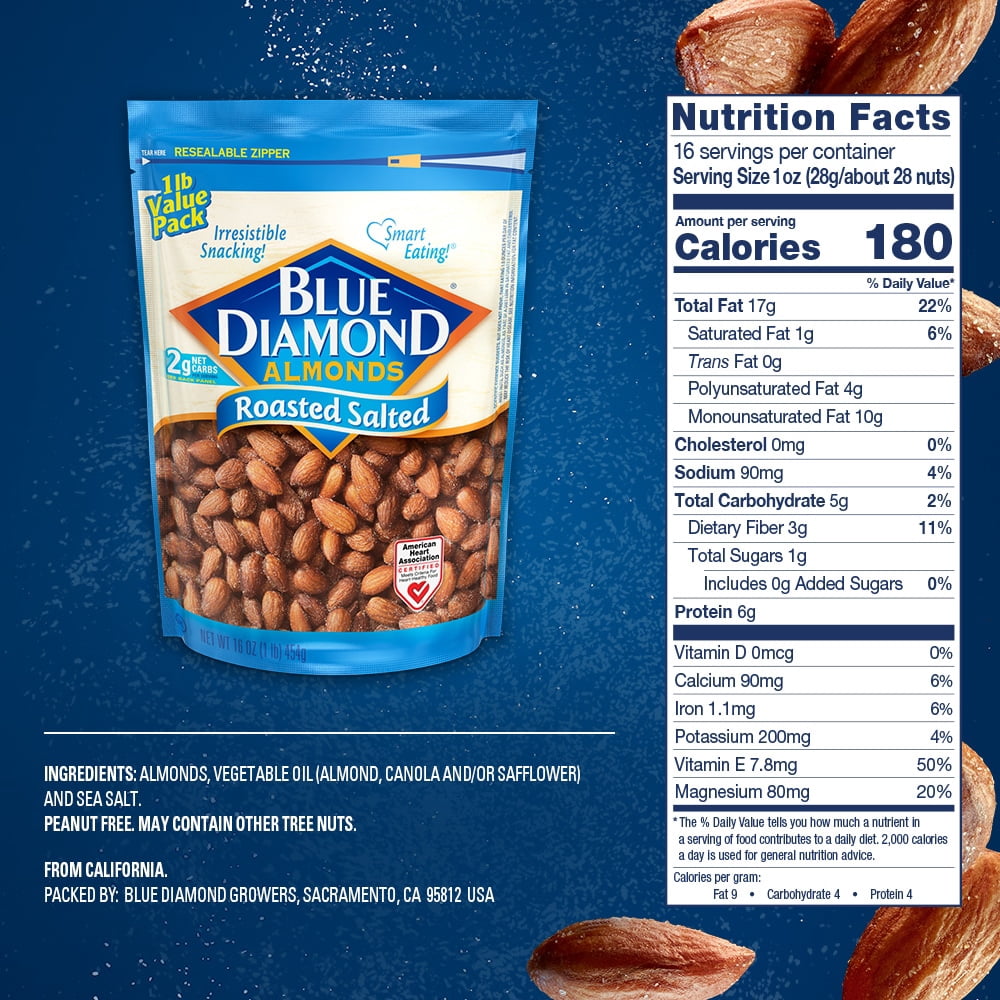 Blue Diamond Roasted Salted Almonds 16 oz - 5 Pack