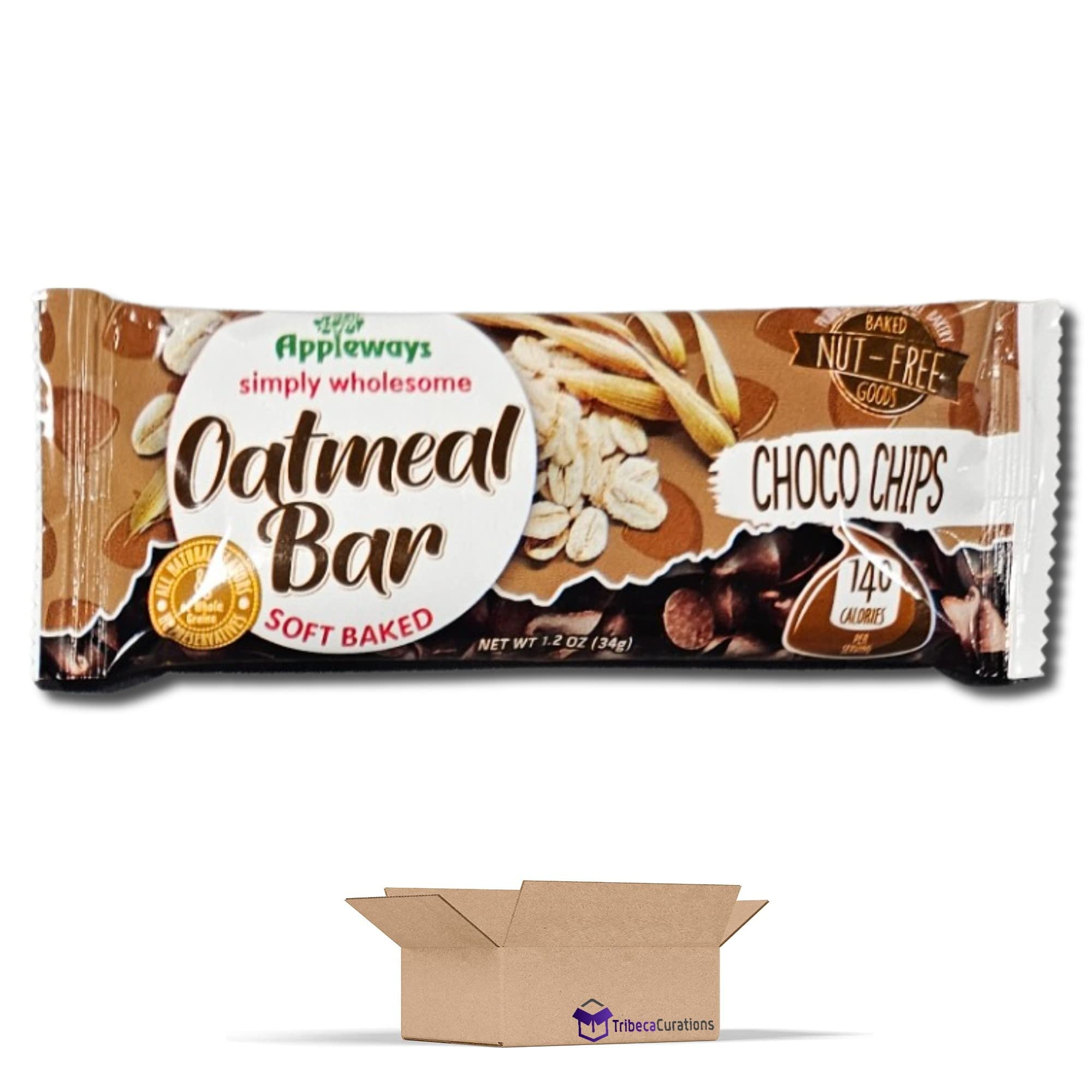Appleways Chocolate Chip Oatmeal Bar School Snacks | 1.2 Ounce | Pack of 24