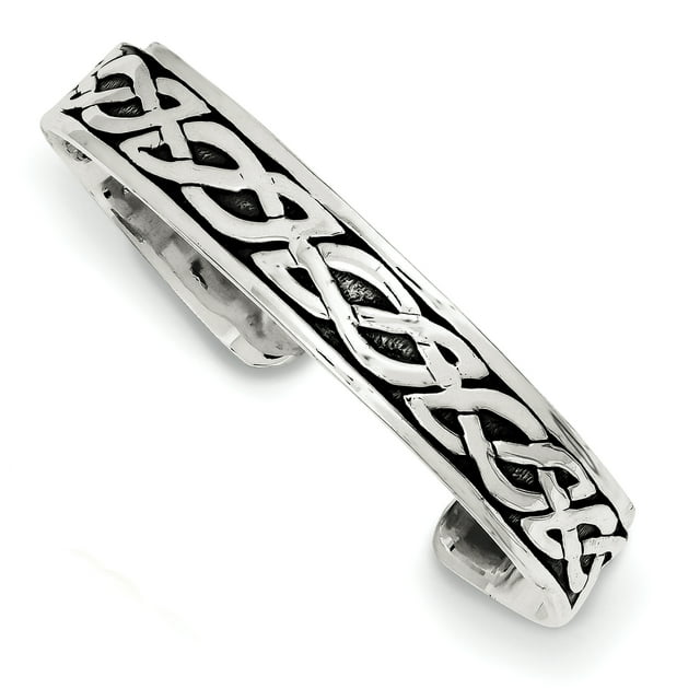 Sterling Silver 12.5mm Cuff Bangle Bracelet (Weight: 23.12 Grams, Length: Inches)