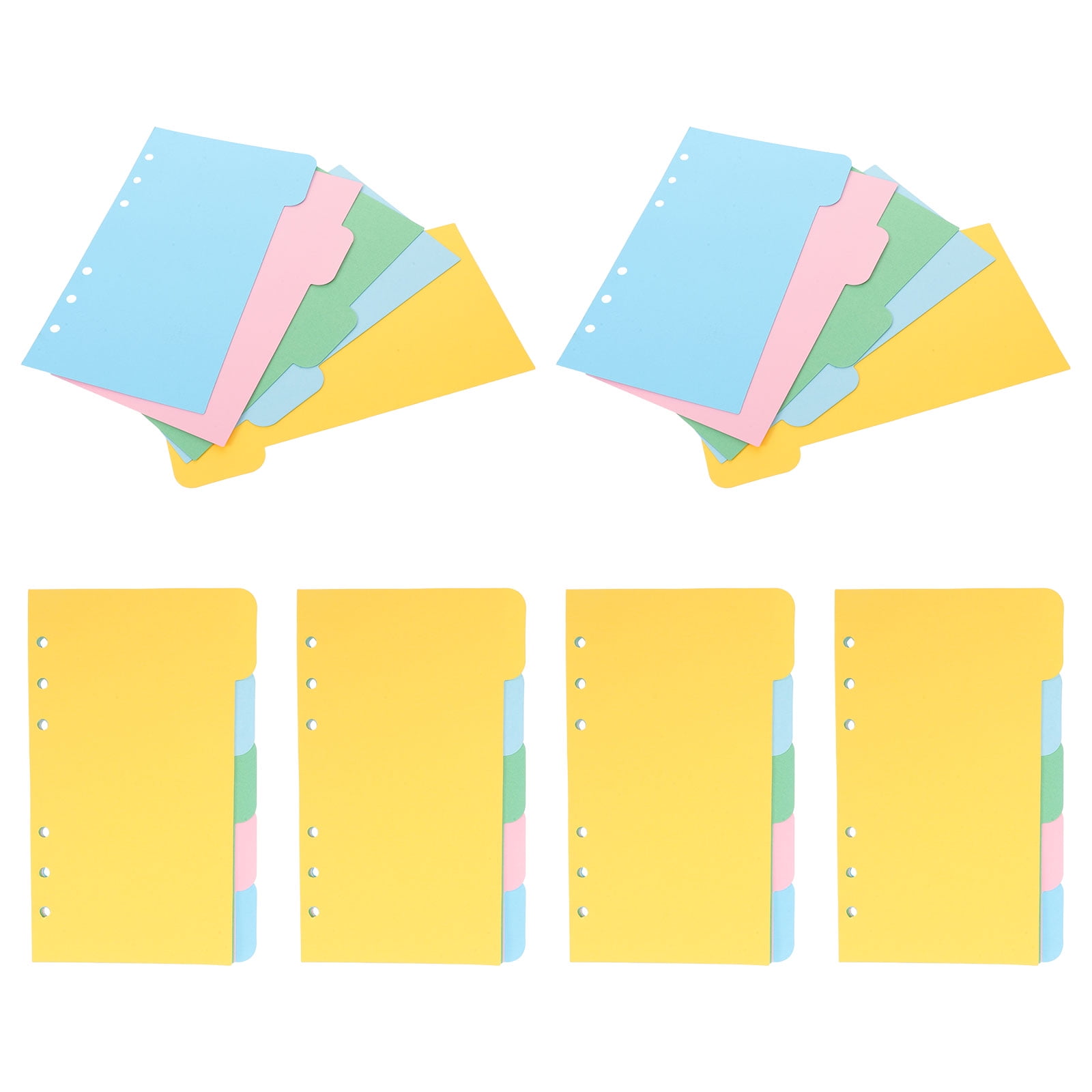COOPHYA 6-Pack A6 File Dividers with Multi-Color Tabs Cardboard Organizer for Notebook and Planner Sectioning