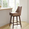 thumbnail image 2 of Kuka Home 30"H Swivel Modern Faux Leather Barstool in Brown, 2 of 10