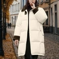 thumbnail image 2 of Breezora Women Longline Corduroy Collar Puffer Coat Quilted Warm Winter Jacket Casual Elegant XL Size White, 2 of 4