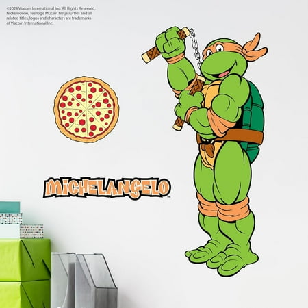 TMNT Teenage Mutant Ninja Turtles Michelangelo Wall Decal – 20 Mikey Orange Vinyl Wall Sticker Bedroom Decorations – Peel and Stick Room Décor