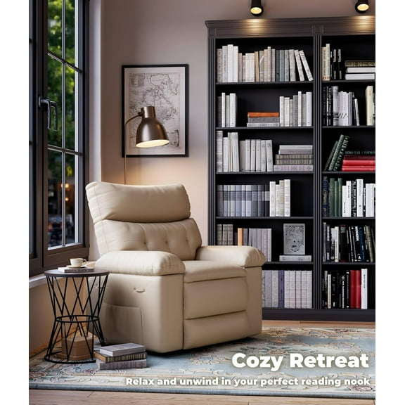 Studyset Oversized Wide Recliner Chair PU Leather Large Manual Recliner for Adults, Ultimate Comfort Lazy Chair with 1.5X Sponge Filling and Easy Recline Mechanism for Relaxation Extra Wide 26.8"