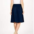 thumbnail image 6 of Sakmal Midi Skirt Women's Pleated Knee Length Summer Blue A line Solid Skirts with Pockets, 6 of 7