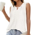 thumbnail image 4 of Delayuji Womens Tank Tops Loose Fit Casual Sleeveless Tops Keyhole Neck Trendy Summer Tops Flowy Clothes Outfits 2025 White L Polyester Spring Tops for Women, 4 of 6